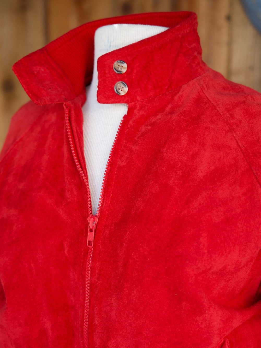 Vintage Authentic Imports 100% Leather Fire Red Bomber Jacket Unisex S - Picture 5 of 16